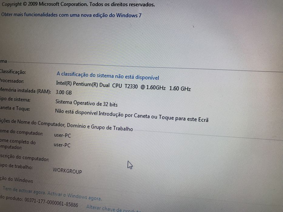 Portátil Acer s/ disco c/ Carregador Universal