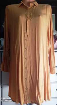 Janina koszula sukienka musztardowa 126cm pachy 50 52 wiskoza