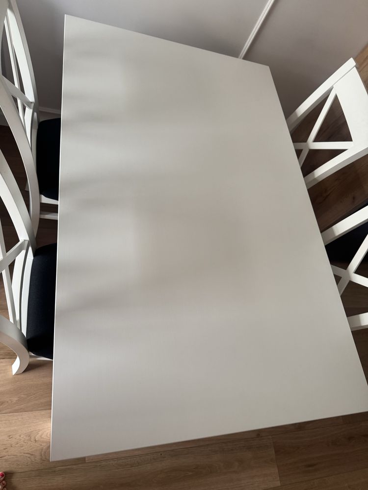 Stół z krzesłami (Ikea, Agata) drewniany rozkładany 130-190cm x 80 cm