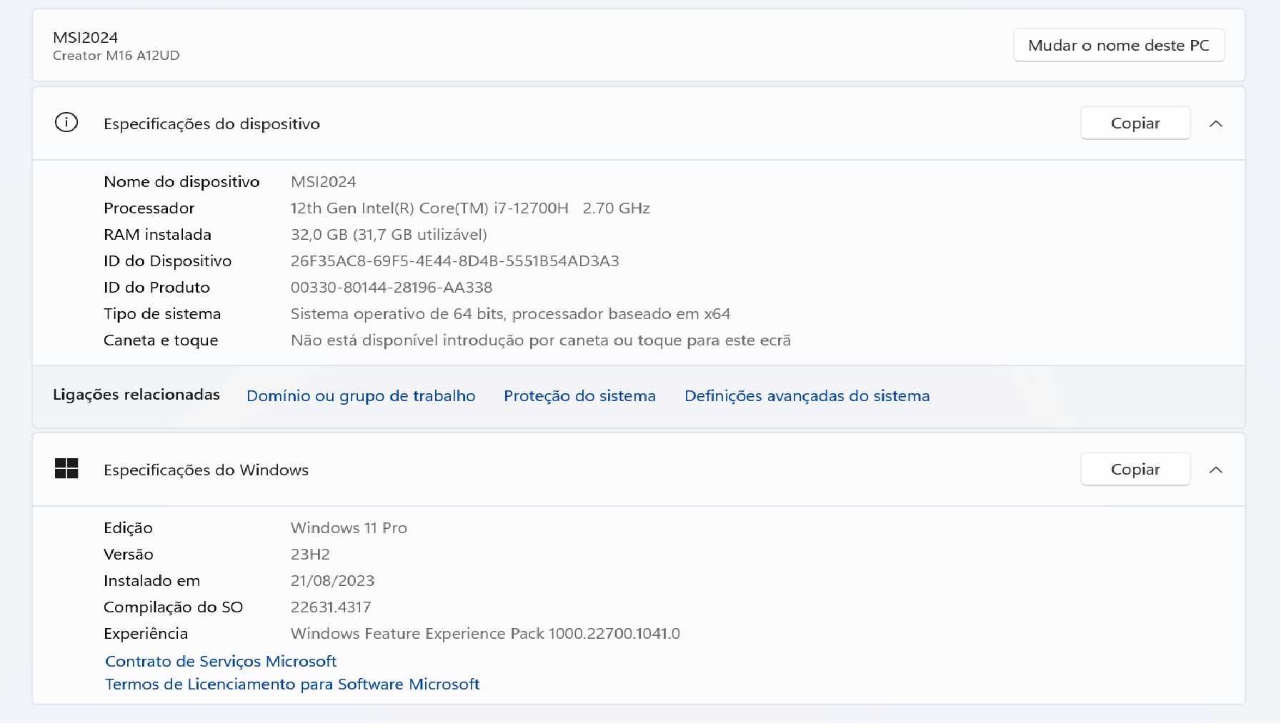 Notebook Portatil Gamer MSI i7 32GB RAM 4GB Video RTX3050 Ti 12ª Ger