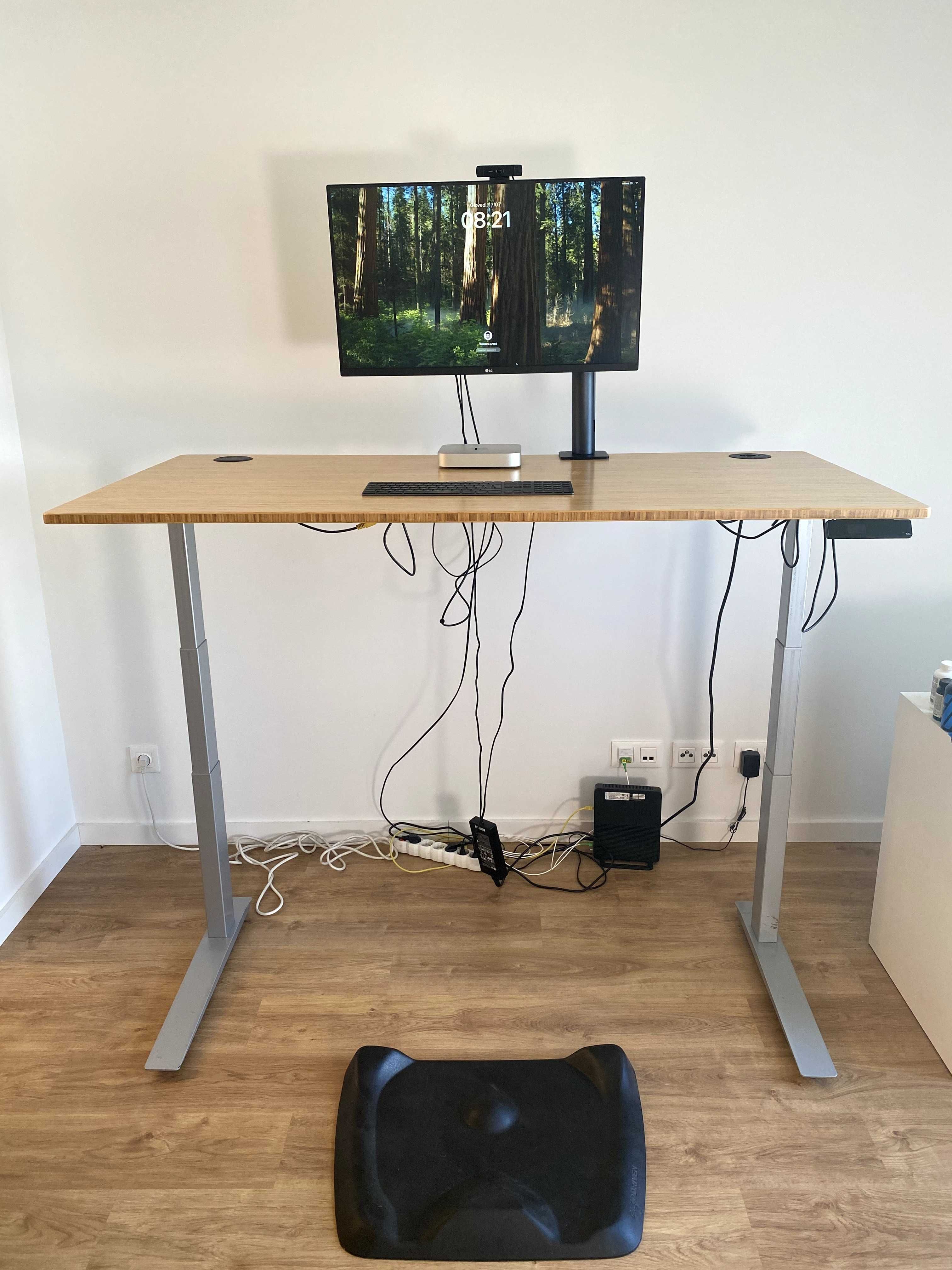 Setup Completo - Secretária Elétrica + Monitor 4K + Mac Mini M1