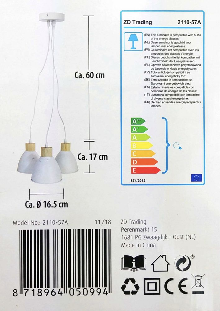 Lampa wisząca Zd trading 3 -punkty światła E27