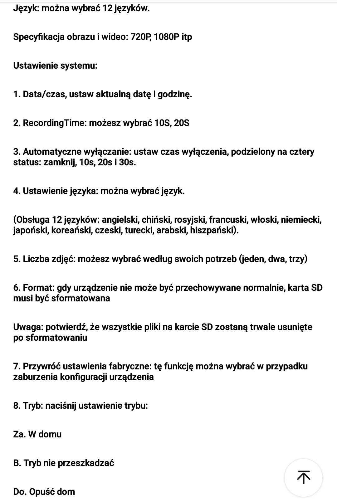 Kamerka na drzwi monitoring 16 GB lub 32 GB karta
