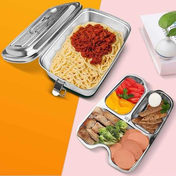 Mesybveo Pudełko śniadaniowe ze stali nierdzewnej 2000 ml,
