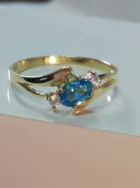 WŁOSKI LAZUROWY błękit złoty pierścionek bajeczny NOWY