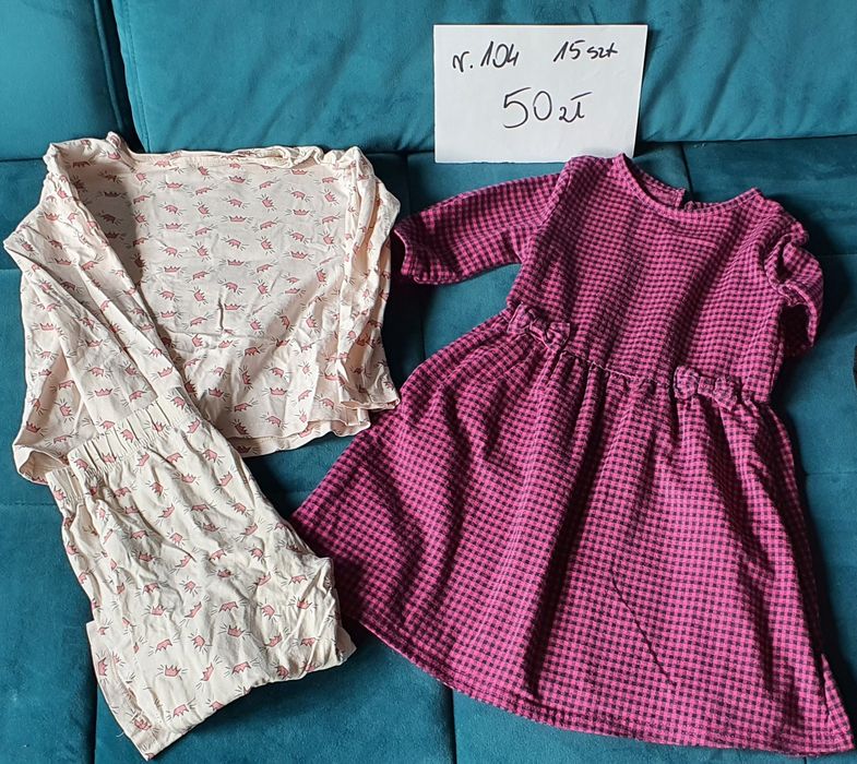 Paczka ubrań dla dziewczynki rozmiar 104 spodnie bluzki T-shirty