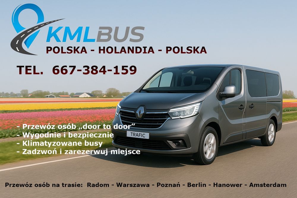 Busy.   Polska - Niemcy - Holandia, Wynajem busa z kierowcą.