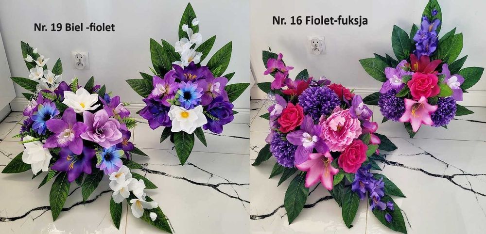 Komplet Stroik na grób, Cmentarz, Kompozycja kwiatowa ,Wiązanka bukiet