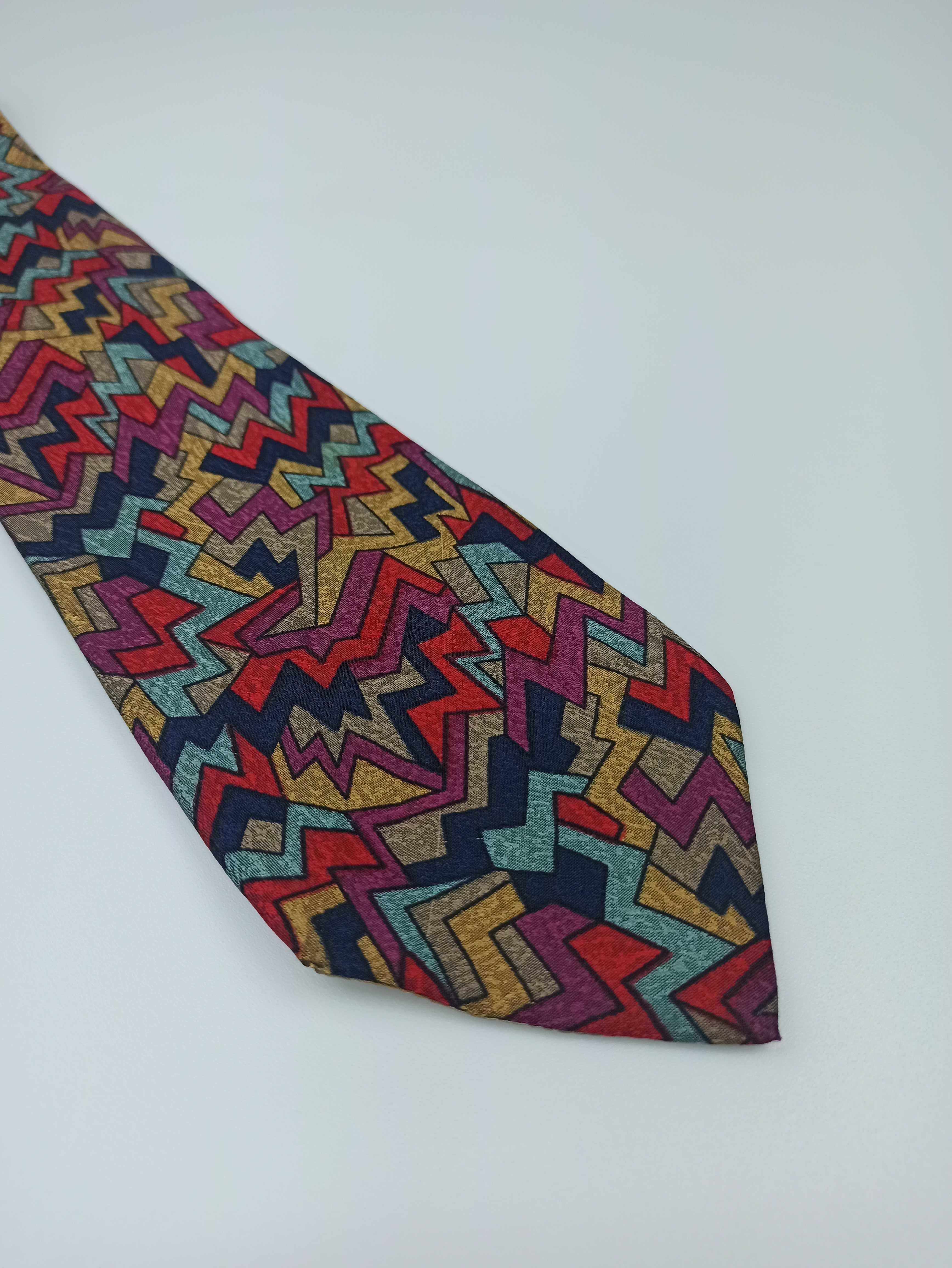 Missoni kolorowy jedwabny krawat geometryczny v03