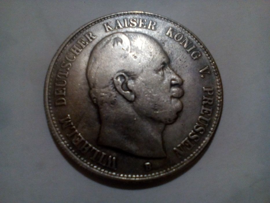 FÜNF MARK wilhelm deutscher kaiser könig v. preussen B 1876 монета