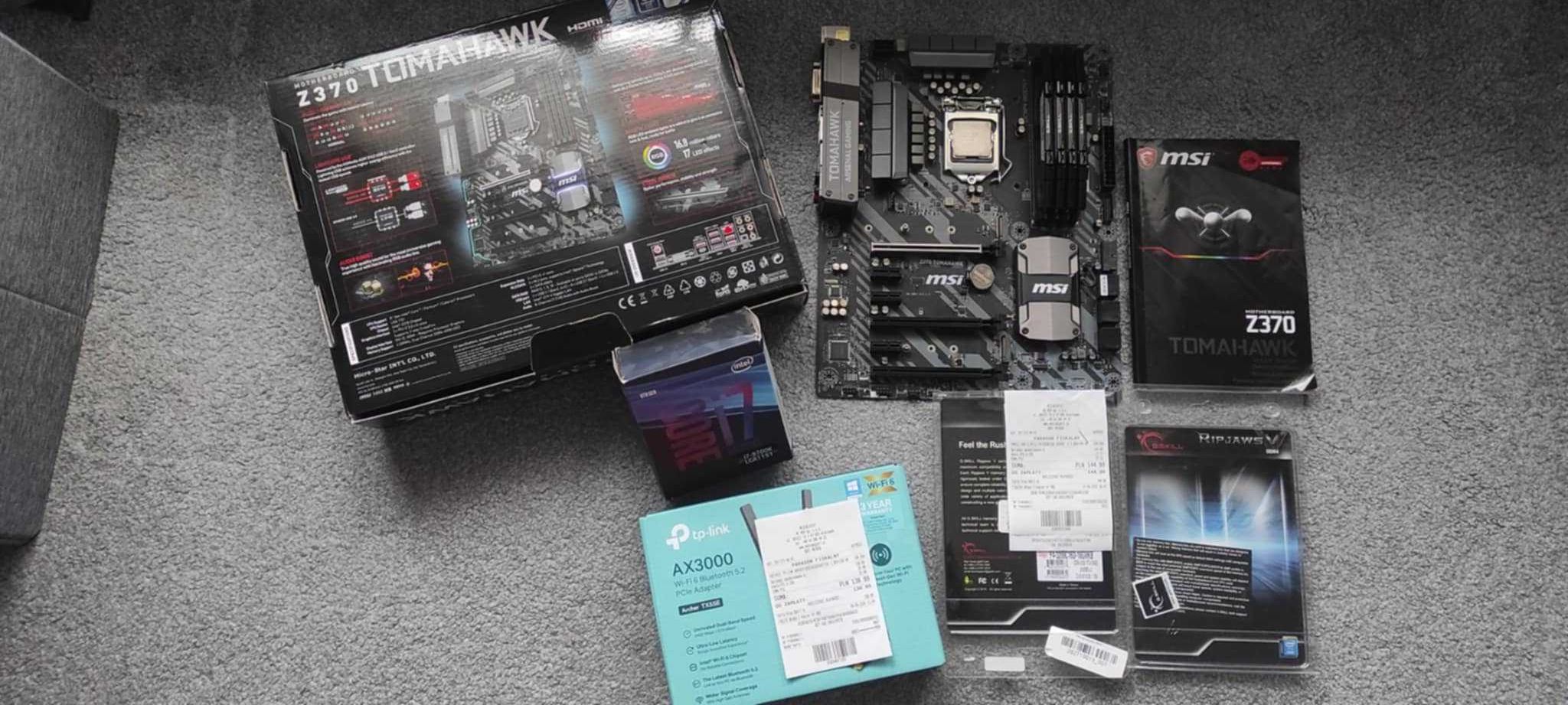 Procesori7 9700k płyta Z 370 TOMAHAWK 32gb ram ddr4 3200 +kar sieciowa