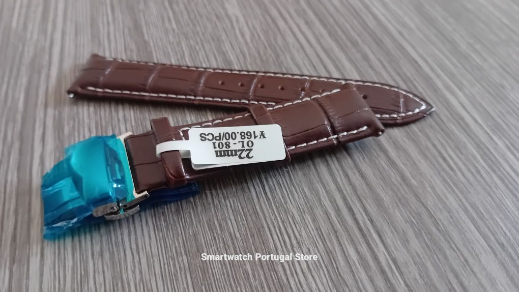 Bracelete em pele, fecho borboleta : Castanha escura