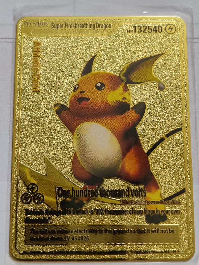 Karta Pokemon Złota Metalowa Raichu