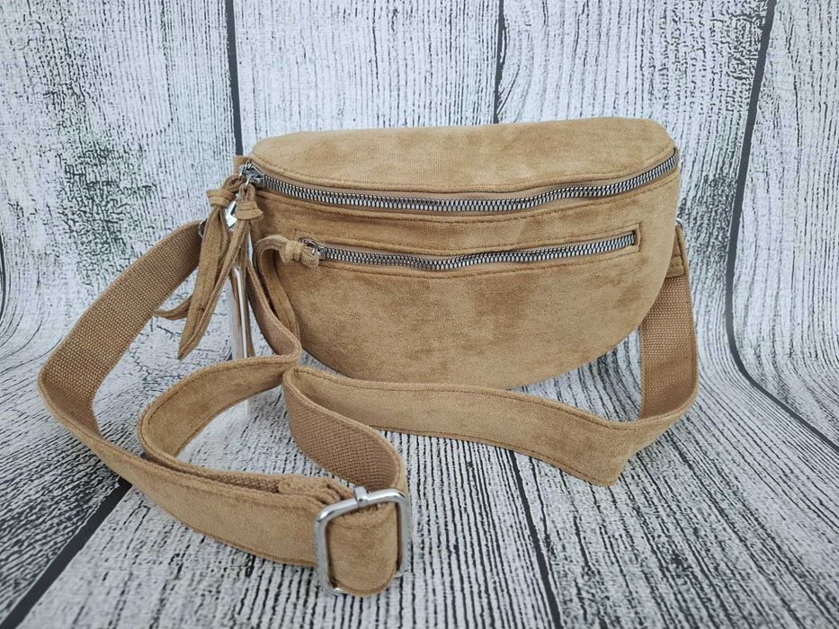 Paolo Bags  Torebka nerka ,  Kolor Camel  Eko Zamsz