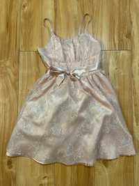 Lindex r 152 sukienka balowa, komunijna, różowa, łososiowa, pudrowa