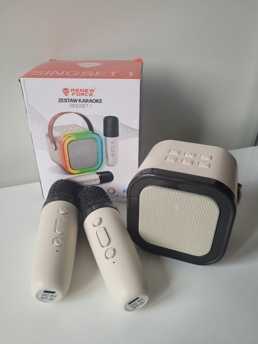 Nowy głośnik mini bluetooth z mikrofonami ecru