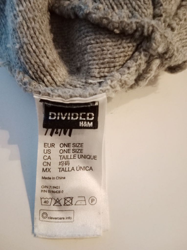 Szara siwa czapka H&M uniwersalna one size