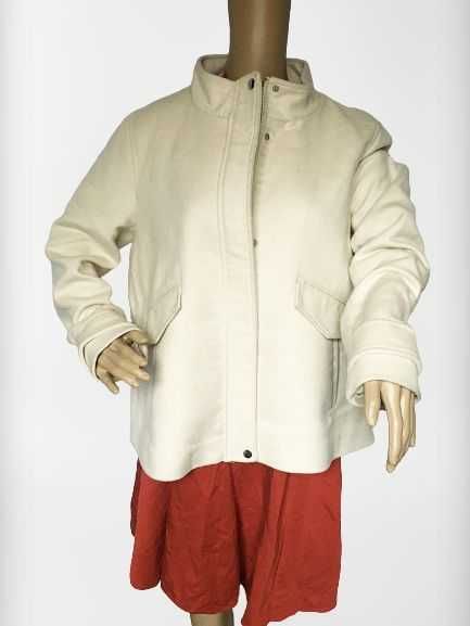 Kurtka Płaszczyk Kremowy Zara Basic XL 42 Wełna Wełniany