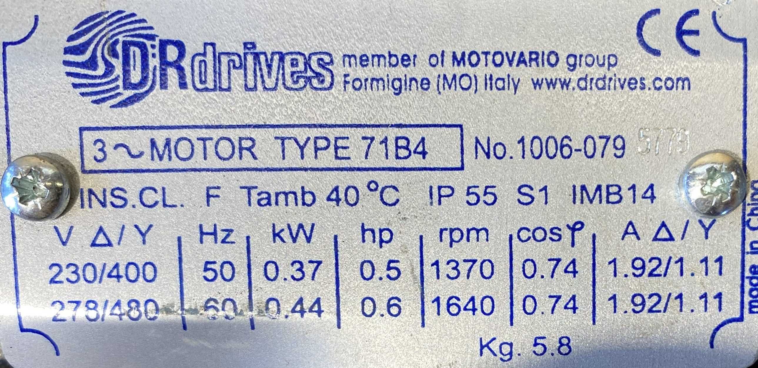 motoreduktor / przekładnia 0,37kW 55obr. 3fazowy