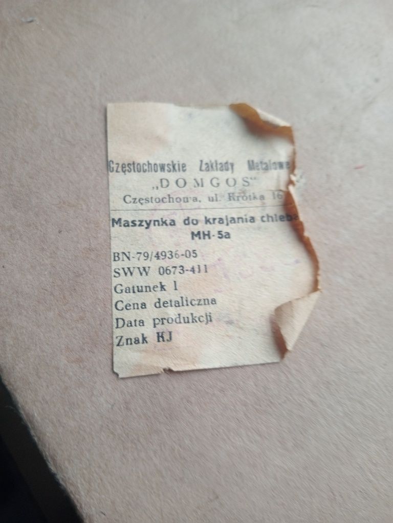 Sprzedam maszynka do chleba z PRL z karton