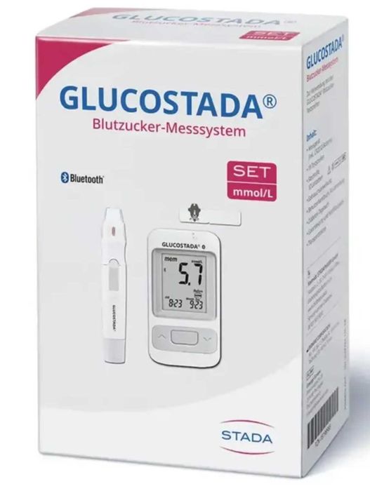 Глюкометр glucostada, тест полоски, ланцеты, чехол для хранения