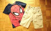 Komplet: t-shirt H&M ze Spidermanem+ szorty H&M, r.  110/116