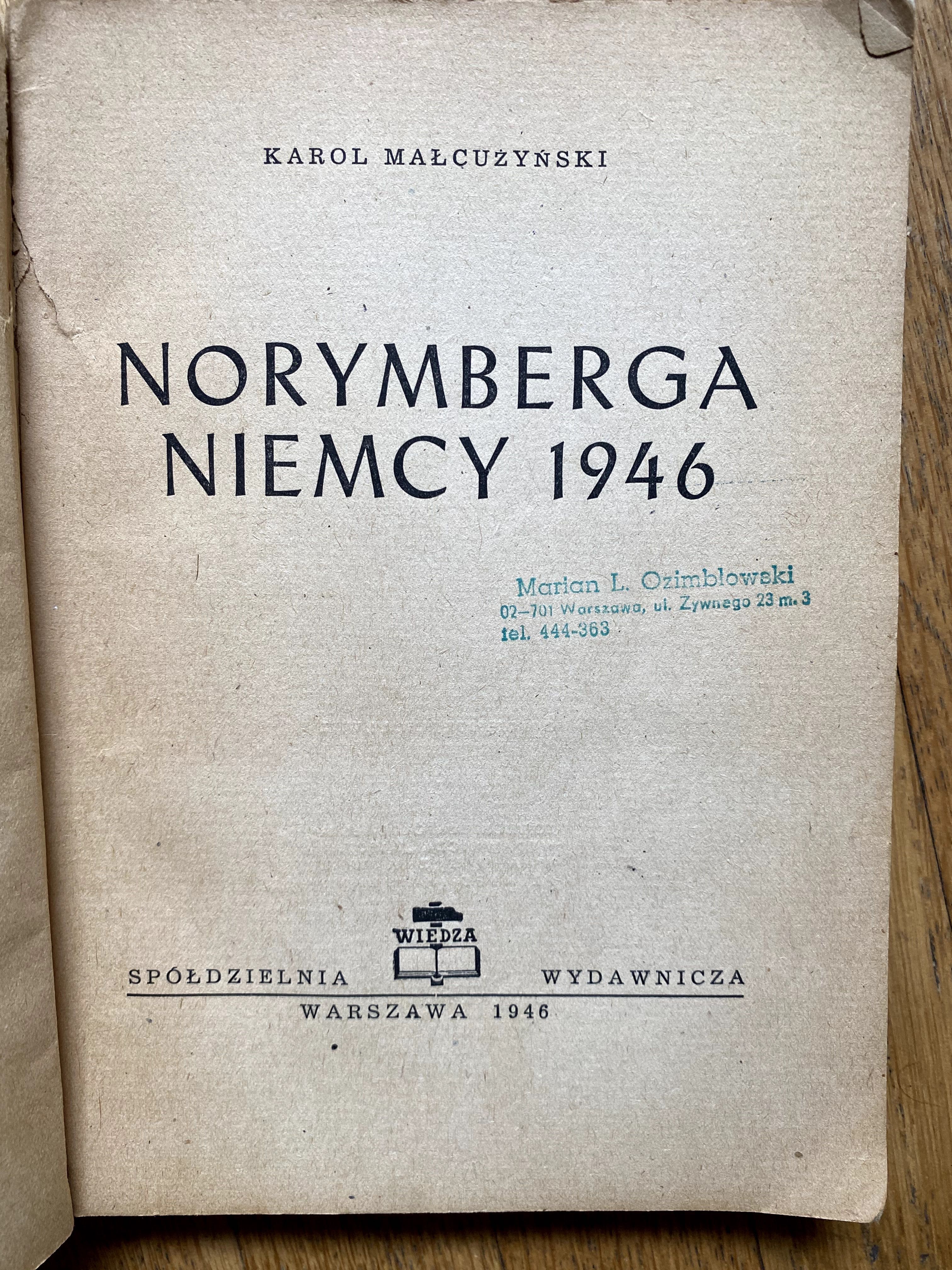 Norymberga Niemcy 1946 Karol Małcużyński