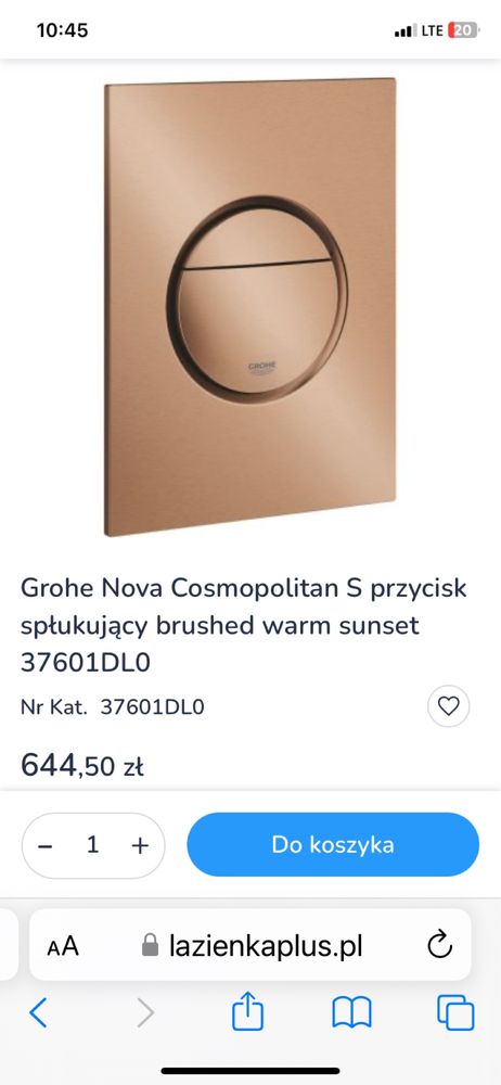 Przycisk spłukujący Nova Cosmopolitan S Grohe 37601DL0