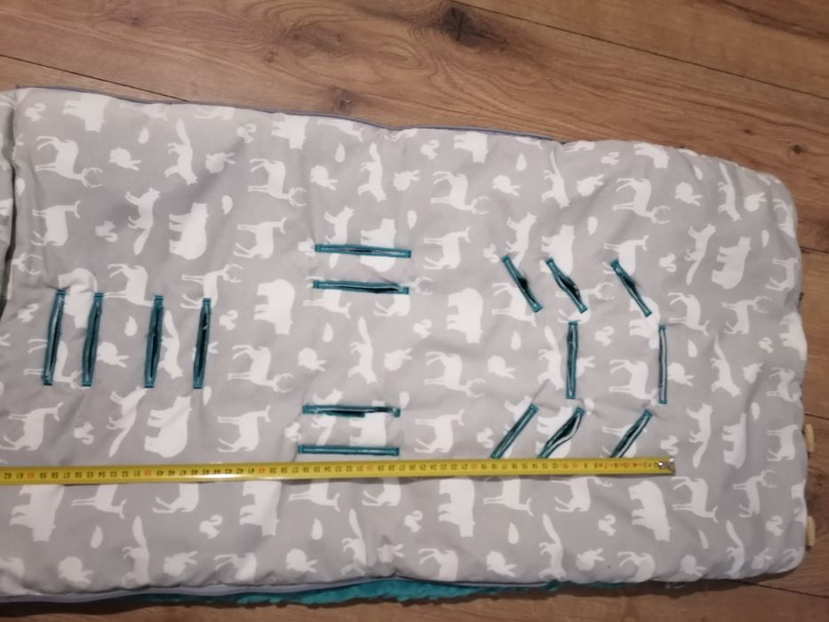 Śpiworek Samiboo turkus minky szary uniwersalny zimowy