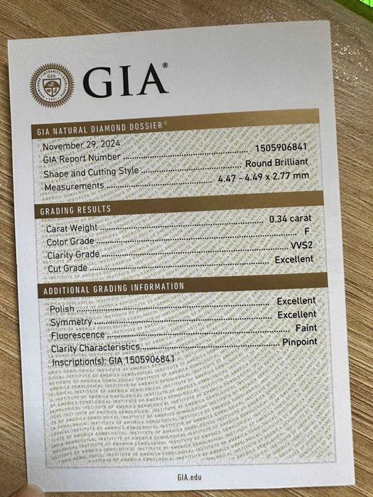 Pierścionek z diamentem 0.34ct GIA VVS2 F srebro oksydowane unikat