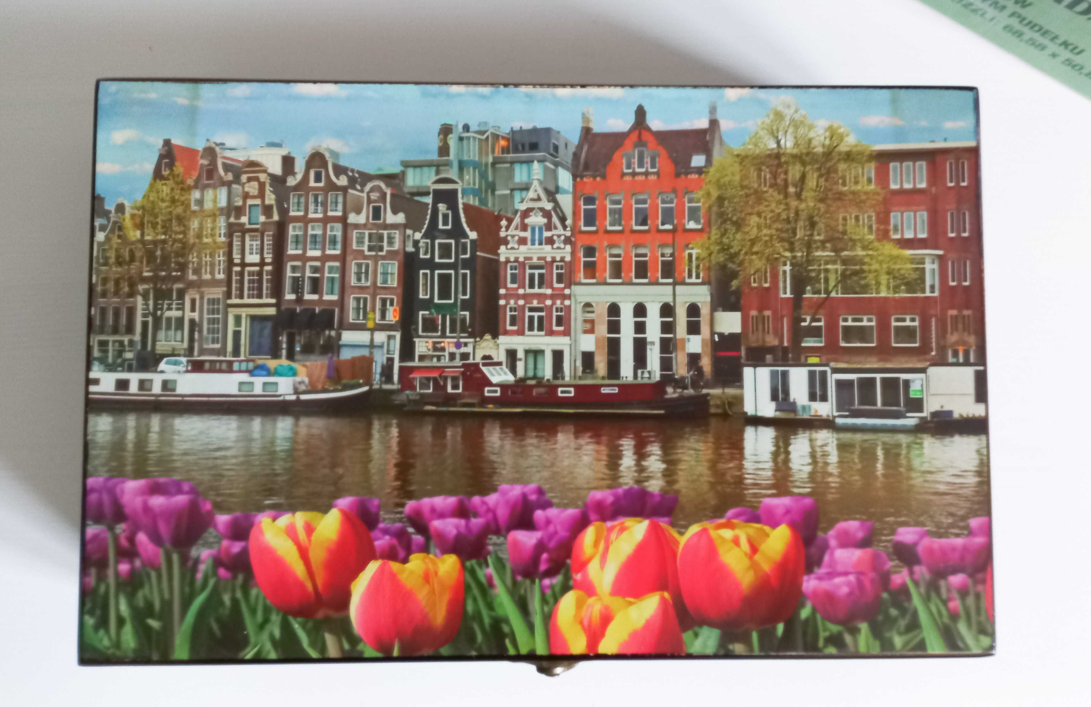 Puzzle 1000 elementów w drewnianym pudełku - Tulipany w Amsterdamie