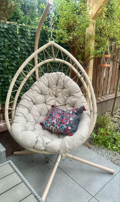 Fotel wiszący kokon Ovo składany beżowy Naterial