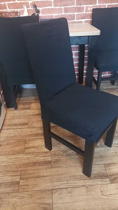 NOWY zestaw pokrowców na krzesło czarny elastyczny 6 sztuk