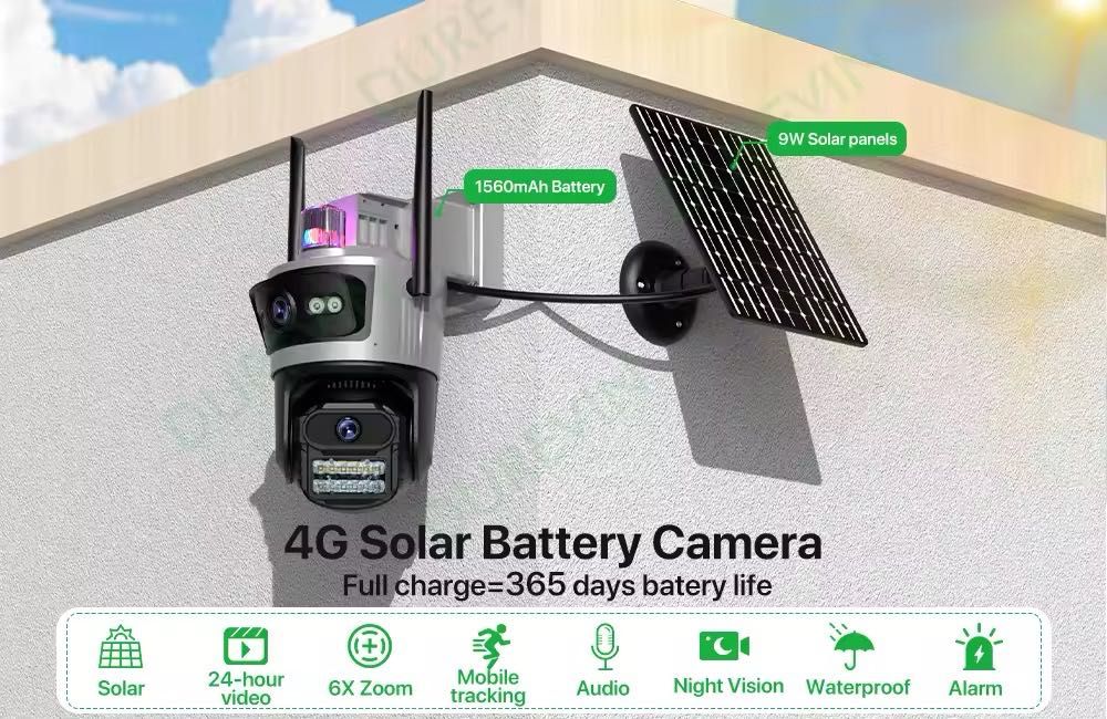 ICSEE 4G камера автономна 4G відеокамера 8Мр АКУМУЛЯТОР 15600mAh ZOOM
