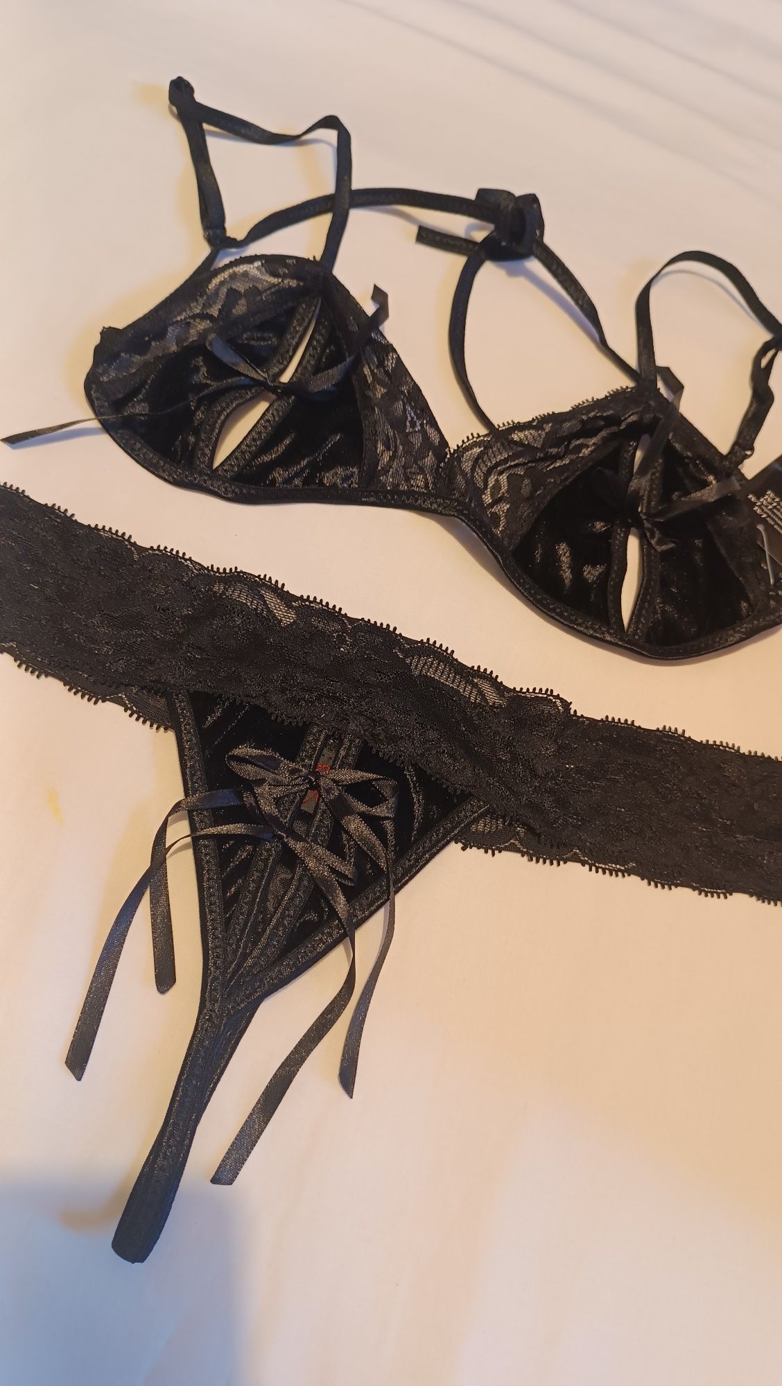 Conjunto Lingerie Preta. Soutien Cueca. L/XL