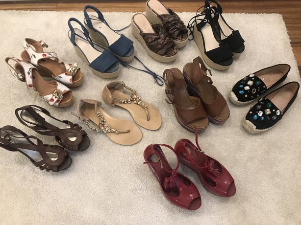 Conjunto de 9 pares de sandálias tamanho 37