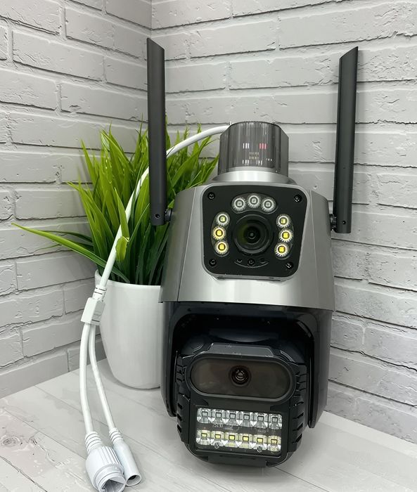 ‼️Wi-Fi Камера відеоспостереження вулична з подвійним об'єктивом 8Мп‼️