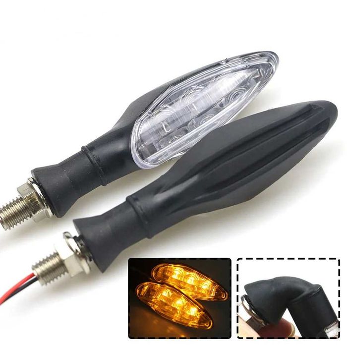 Par piscas LED longos moto cafe racer