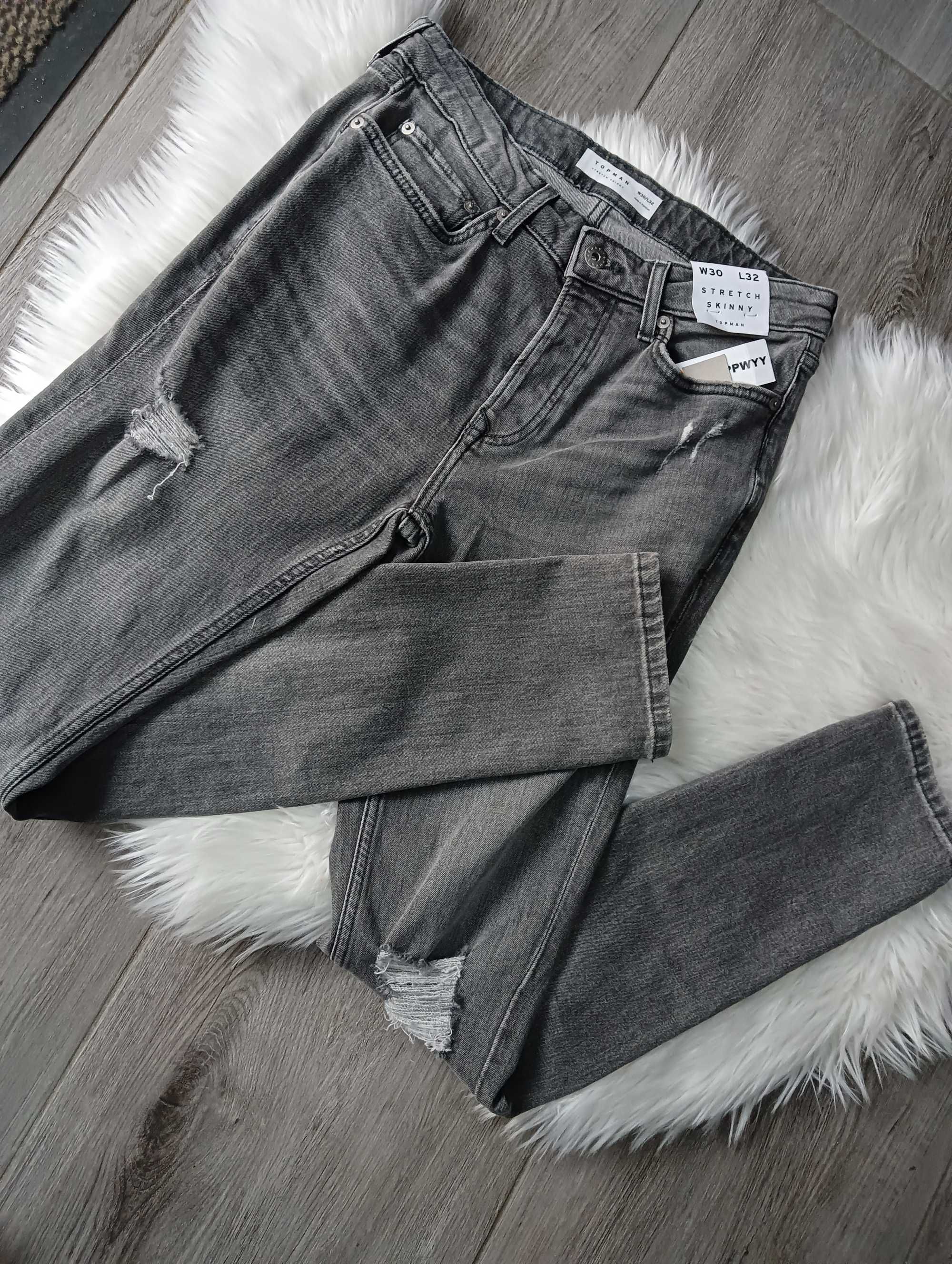 spodnie męskie jeansowe szare rozm w 30/ l 32 topman