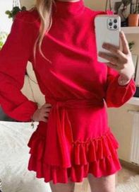 Sukienka Chicaca czerwona falbanki