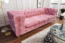 Sofa chesterfield new różowa pikowana