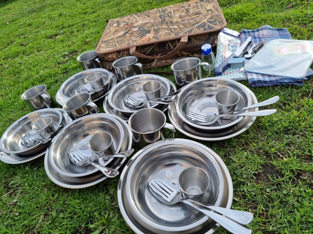 Набор для пикника, набор туристической посуды, набір для пікніку, нерж