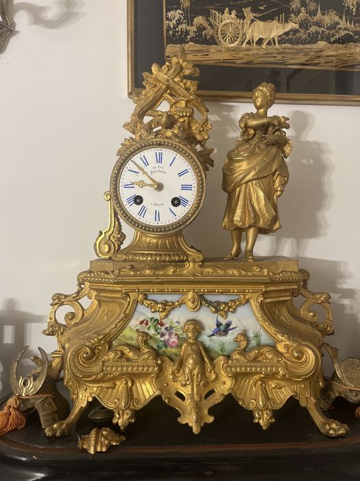 Stay zlocony zegar kominkowy