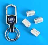 ** NOWY Breloczek FORD + Nakrętki na wentyle srebrne komplet tuning