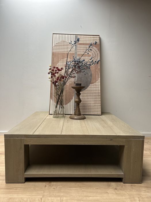 Masywna ława kawowa drewniana rustykalna stolik 110x110 debowy