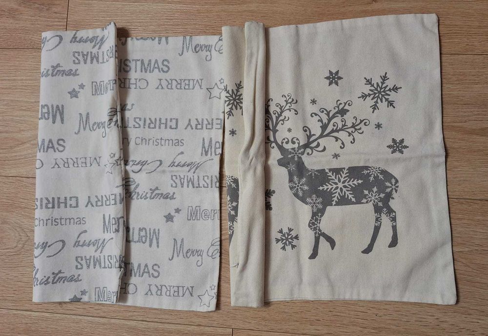 Świąteczne poszewki dekoracyjne z zamkiem – kolor ecru