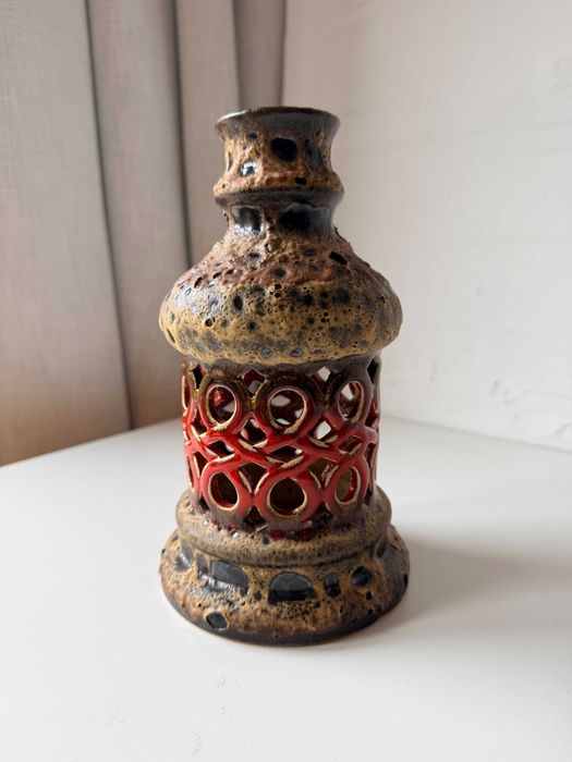 Ciekawie szkliwiona podstawa lampy stołowej. Lampa. Lampka. Podstawa.