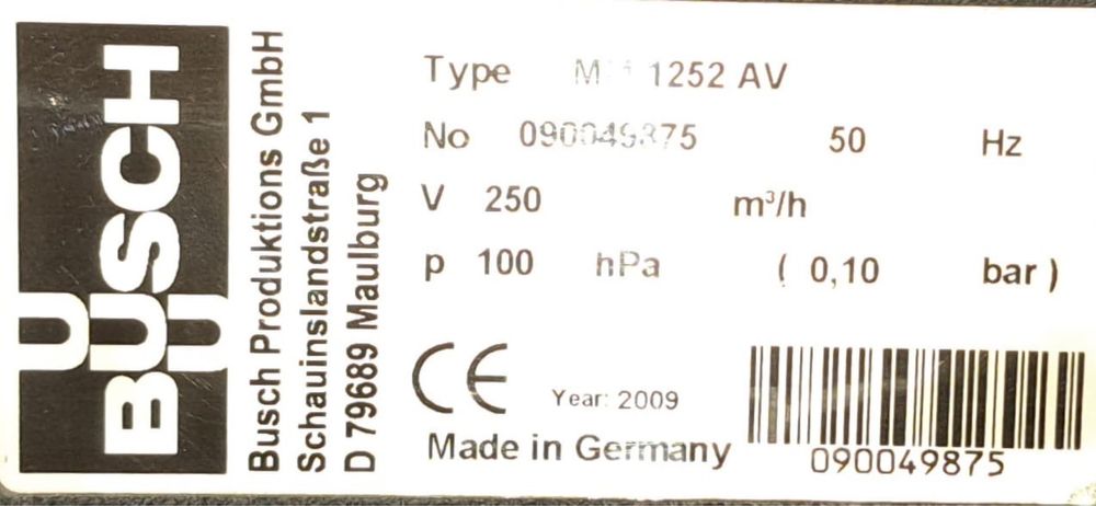 Pompa próżniowa lobowa kłowa Busch MM 1252 AV CNC gwarancja