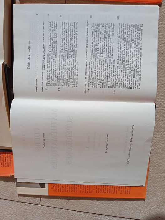 Cours de mathematiques superieures tome I, II, III, IV e V