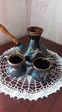 Турка східна керамічна з чашками для кави